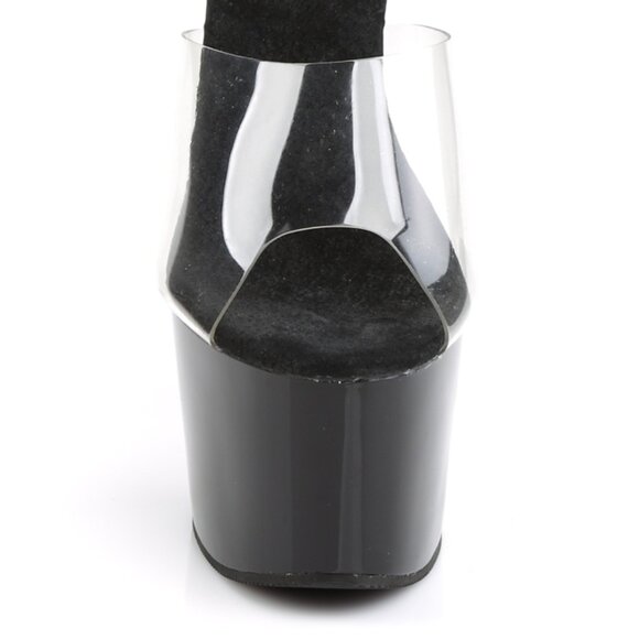 Clear Platform Stiletto Mules | High Heel Slip-On Sandals - Picture 2 of 5